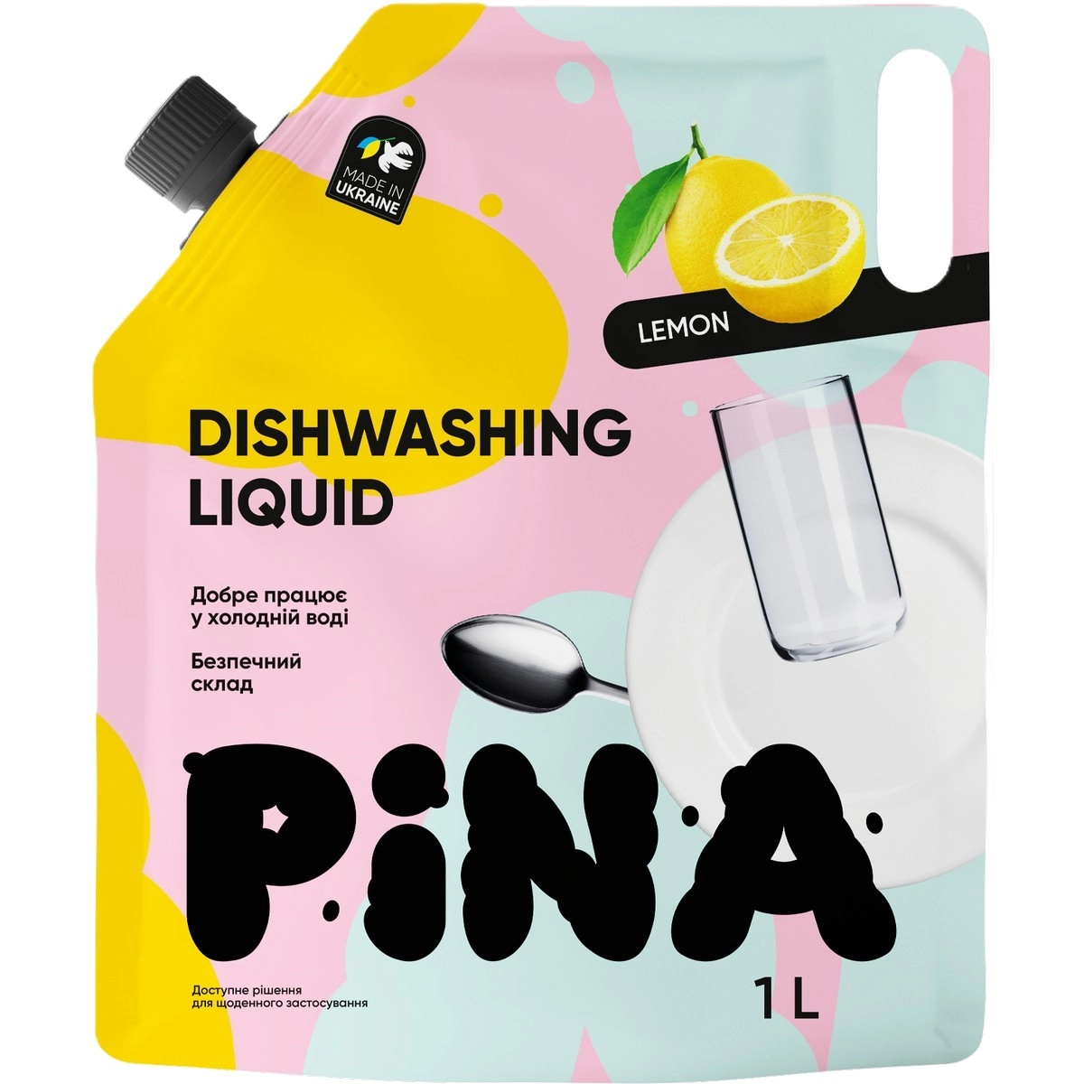 Засіб для миття посуду PINA Lemon 1л дой-пак 20326