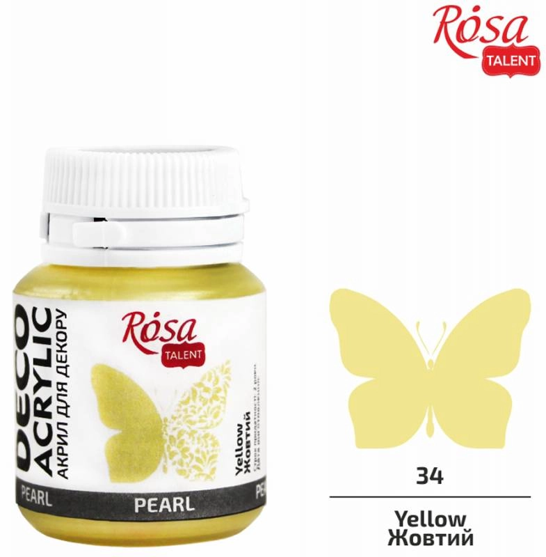 Акрил для декору Жовтий перламутр 20 мл ROSA Studio — фото 2