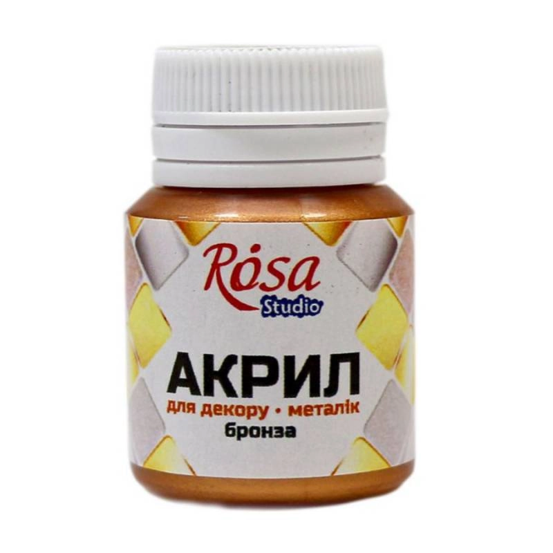 Акрил для декору Бронза металік ROSA Studio 20 мл — фото 2