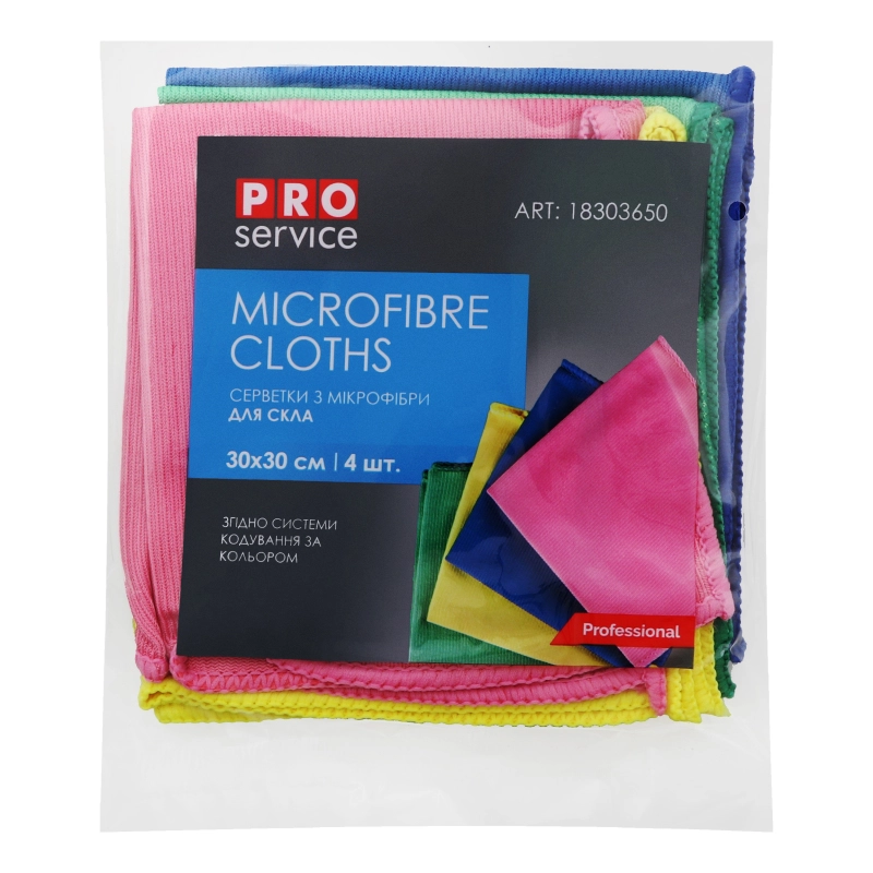 Серветка для прибирання PRO мікрофібра для скла Pure Glass Mix (4 шт)