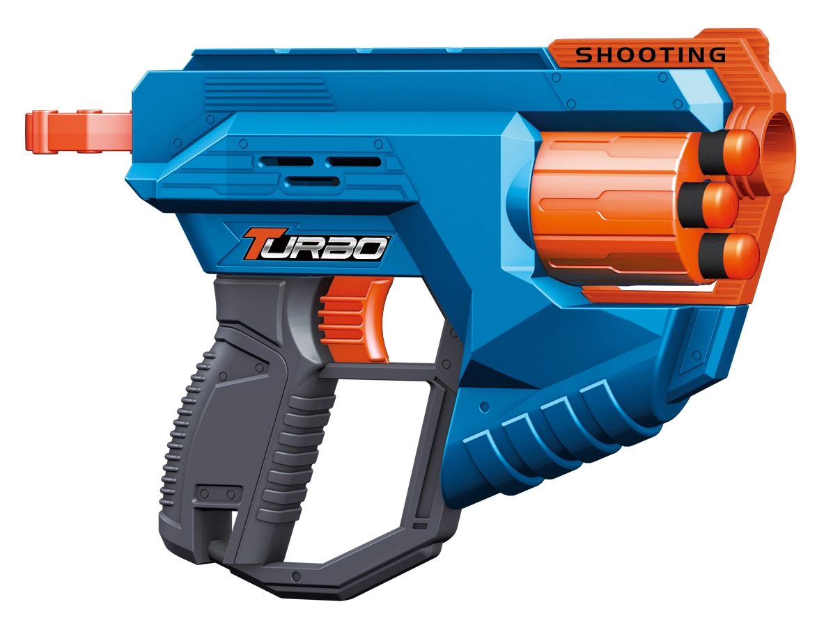 Іграшковий пістолет механічний з барабаном та м`якими набоями 25 х 17см