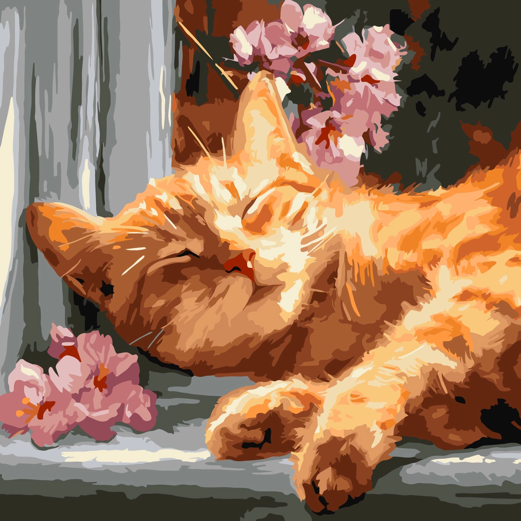 Картини за номерами Ідейка Рудий кіт на підвіконні 40х40см 6791