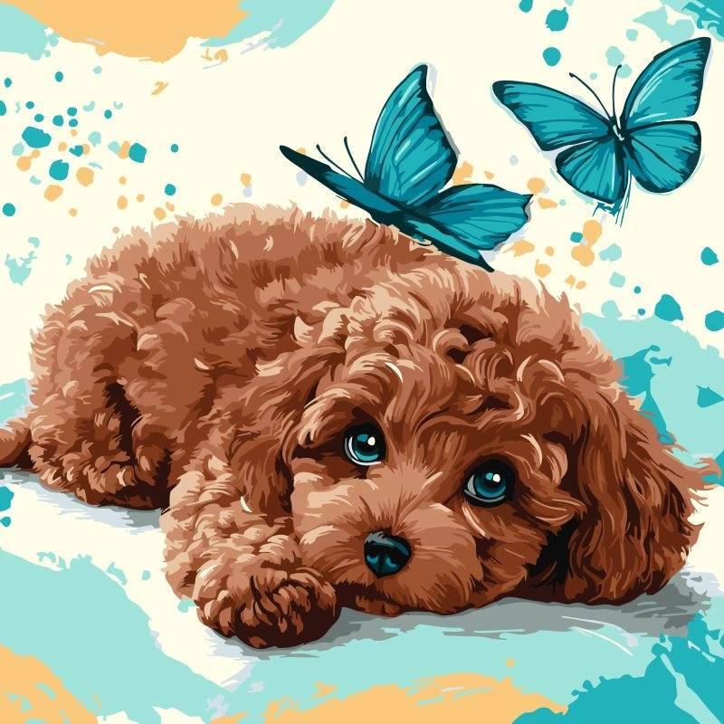 Картини за номерами Ідейка Милий пудель 40х40см 6793