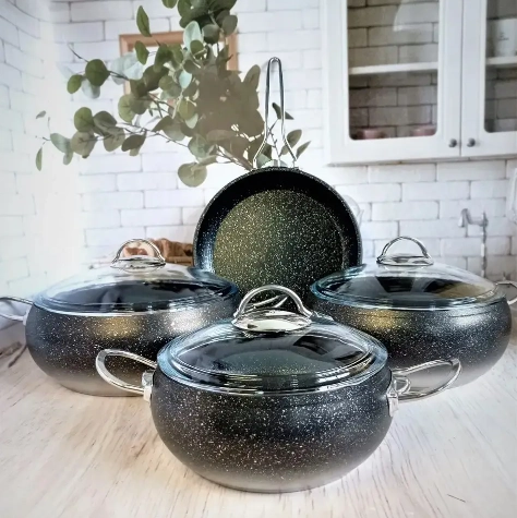 Набір посуду OMS GRANITE 7 предметів OMS 3023-Silver Набір посуду OMS GRANITE 7 предметів OMS 3023-Silver