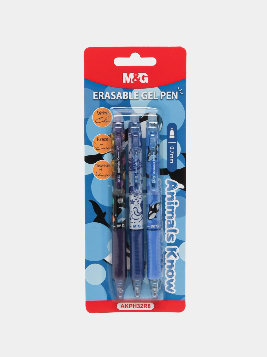 Набір ручок гелевих пиши стирай M&G 0,7 мм синя AKPH32R8