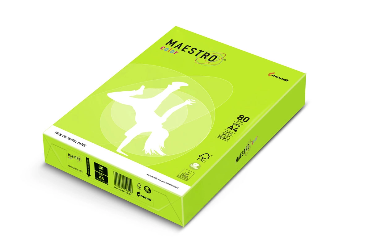 Папір кольоровий A4 80г/м Neon 500арк. Green зелений Maestro Color