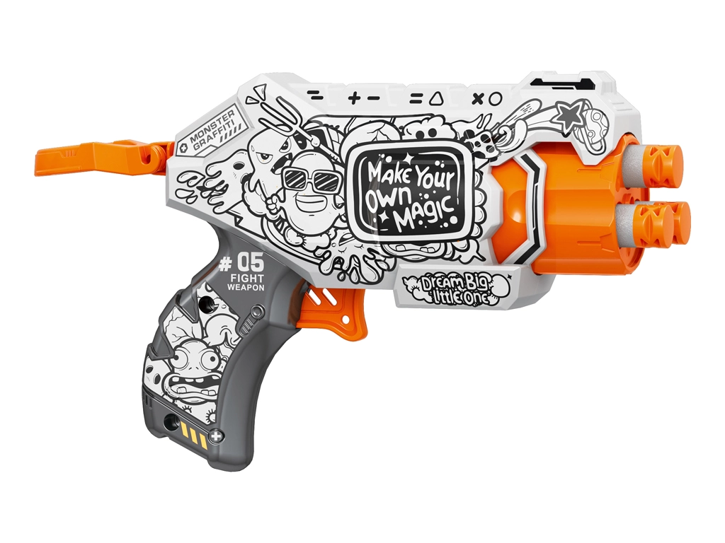 Іграшковий пістолет мех. з барабаном та м`як. набоями Монстр графіті 15 х 11см