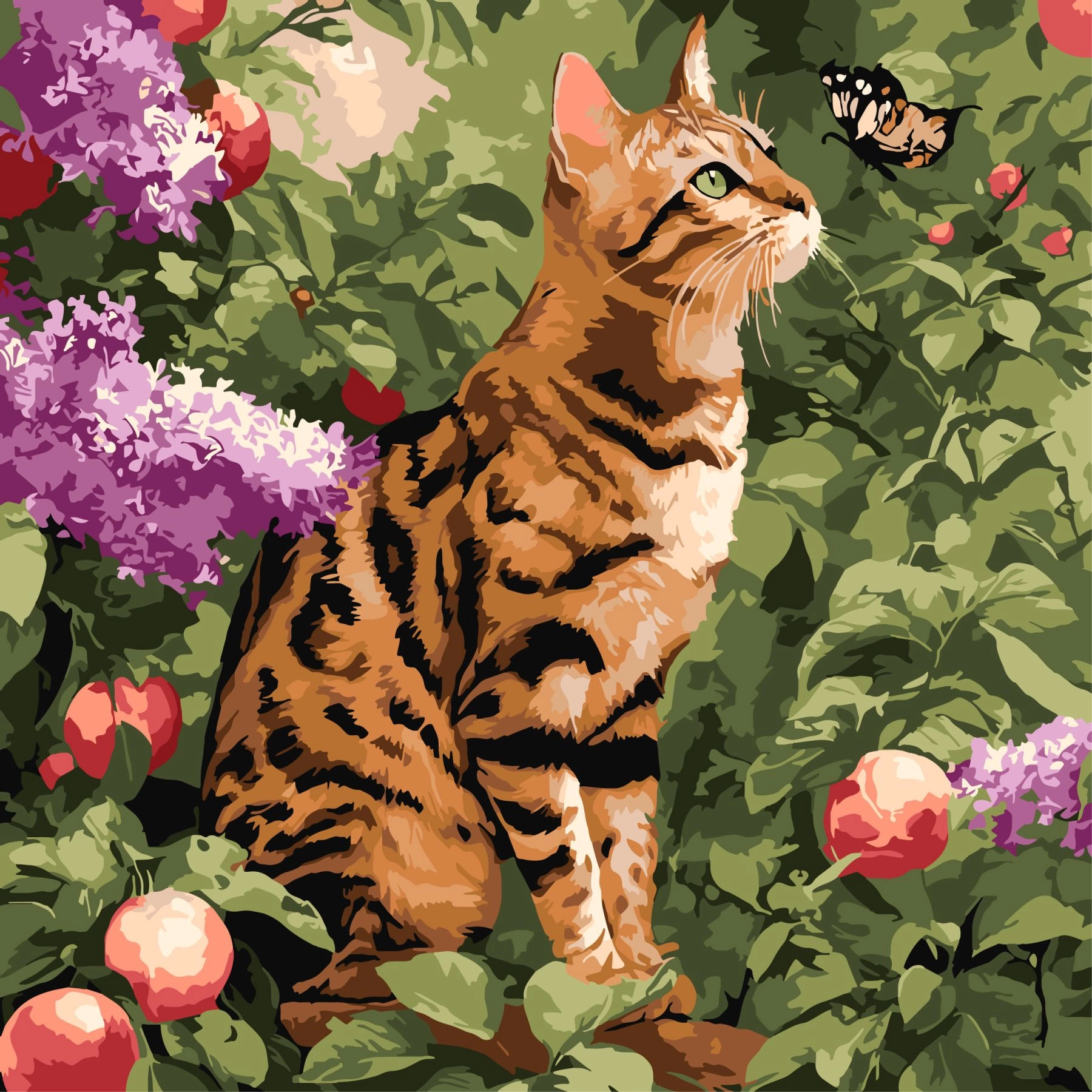 Картини за номерами Ідейка Бенгальський кіт 40х40см 6794