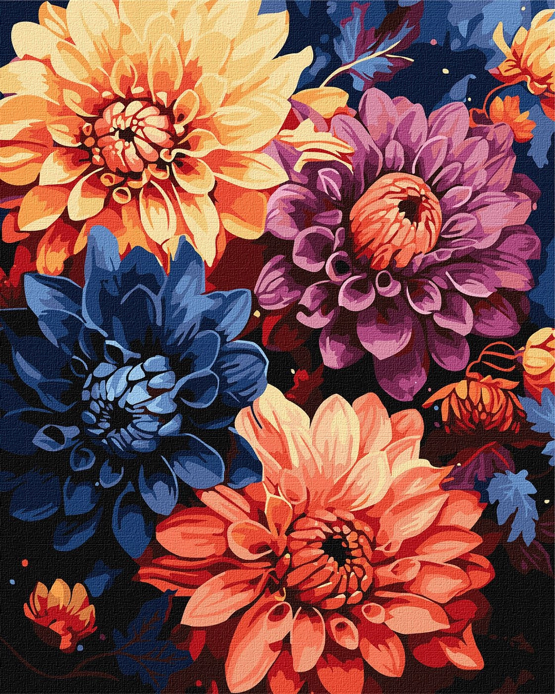 Картини за номерами Ідейка Барвисті жоржини 40х50см 3248 — Картини за номерами