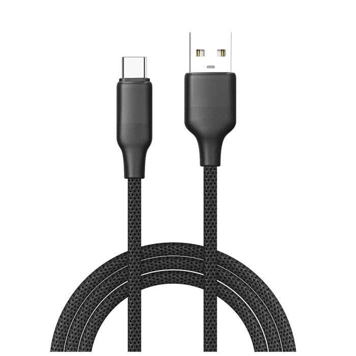 Дата кабель USB 2.0 AM to USB-C 1.0m 3A TPE embossed black ColorWay (CW-CBUC101-BK)