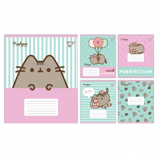 Зошит учнівський 12 аркушів коса лінія Yes Pusheen Candy 767599