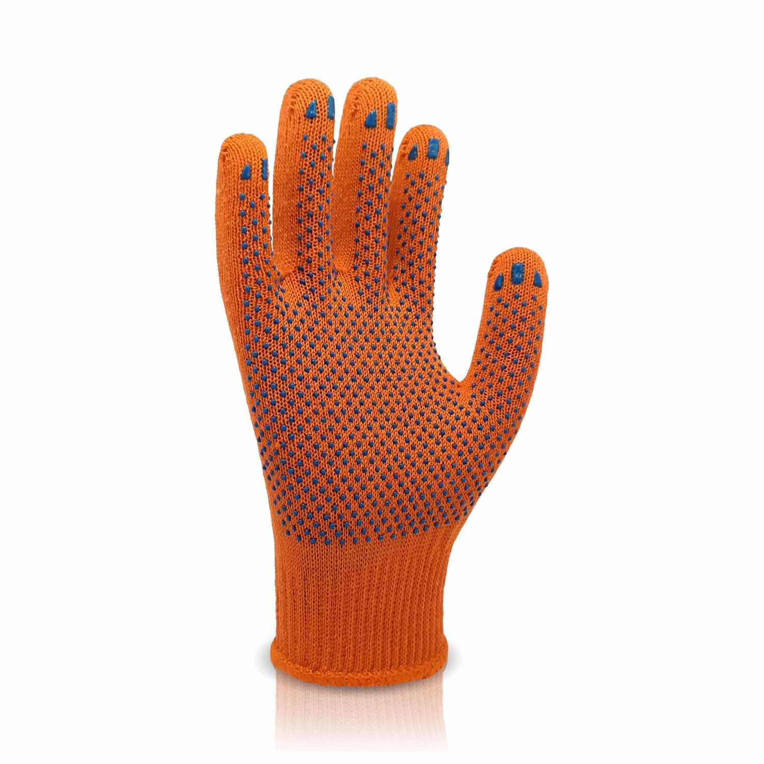 Рукавички трикотажні STANDART помаранчеві з синьою крапкою 3-нитка 10 клас р10 TRIDENT 8312