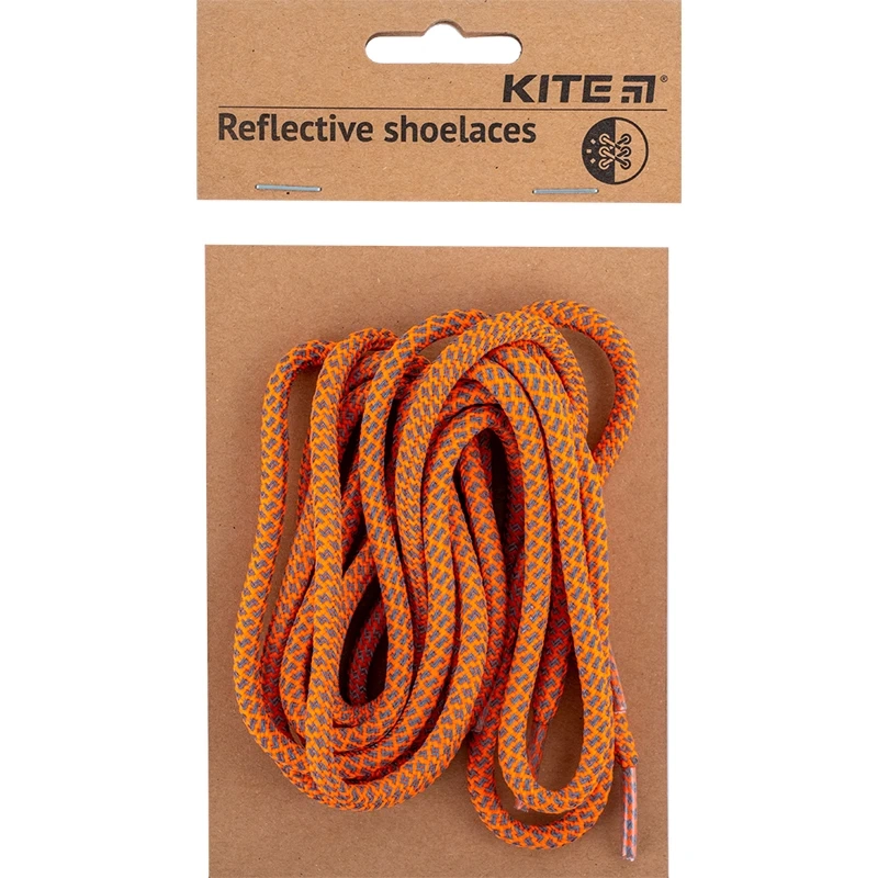 Світловідбиваючі шнурівки для взуття помаранчеві KITE K23-128-2