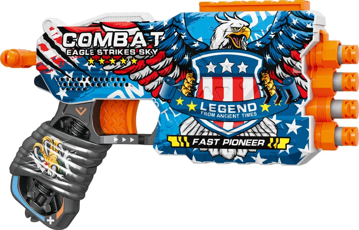 Іграшковий пістолет мех. чотириствольний з м`якими набоями Бойовий Орел23 х 14.5см