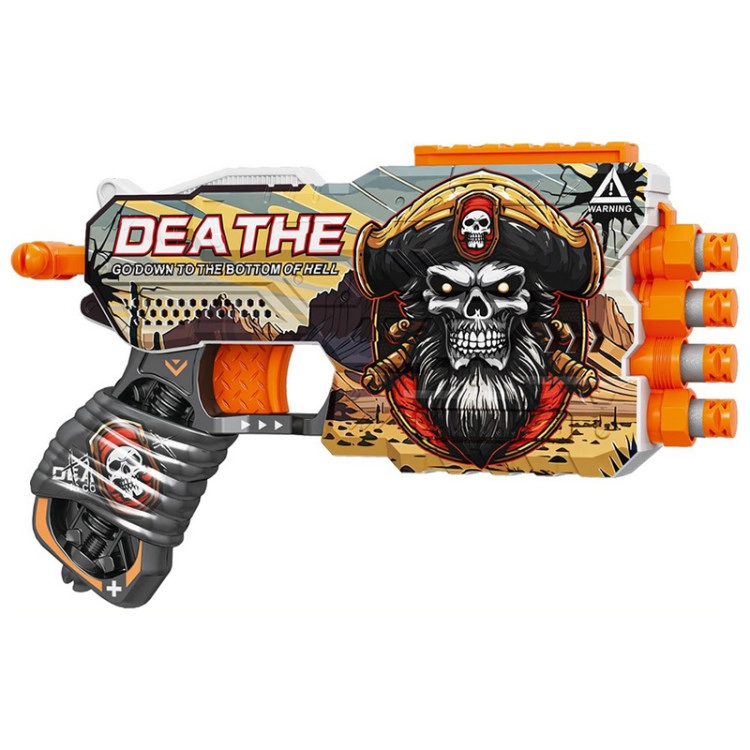 Іграшковий пістолет мех. чотириствольний з м`якими набоями Смерть 23 х 14.5см