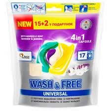 Засіб для прання у вигляді капсул Wash&Free жасмин та лаванда 17шт DOYPACK 726490