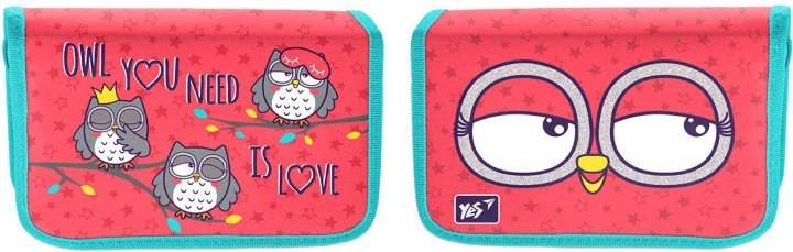 Пенал твердий YES одинарний з двома клапанами HP-04 Owls 533346