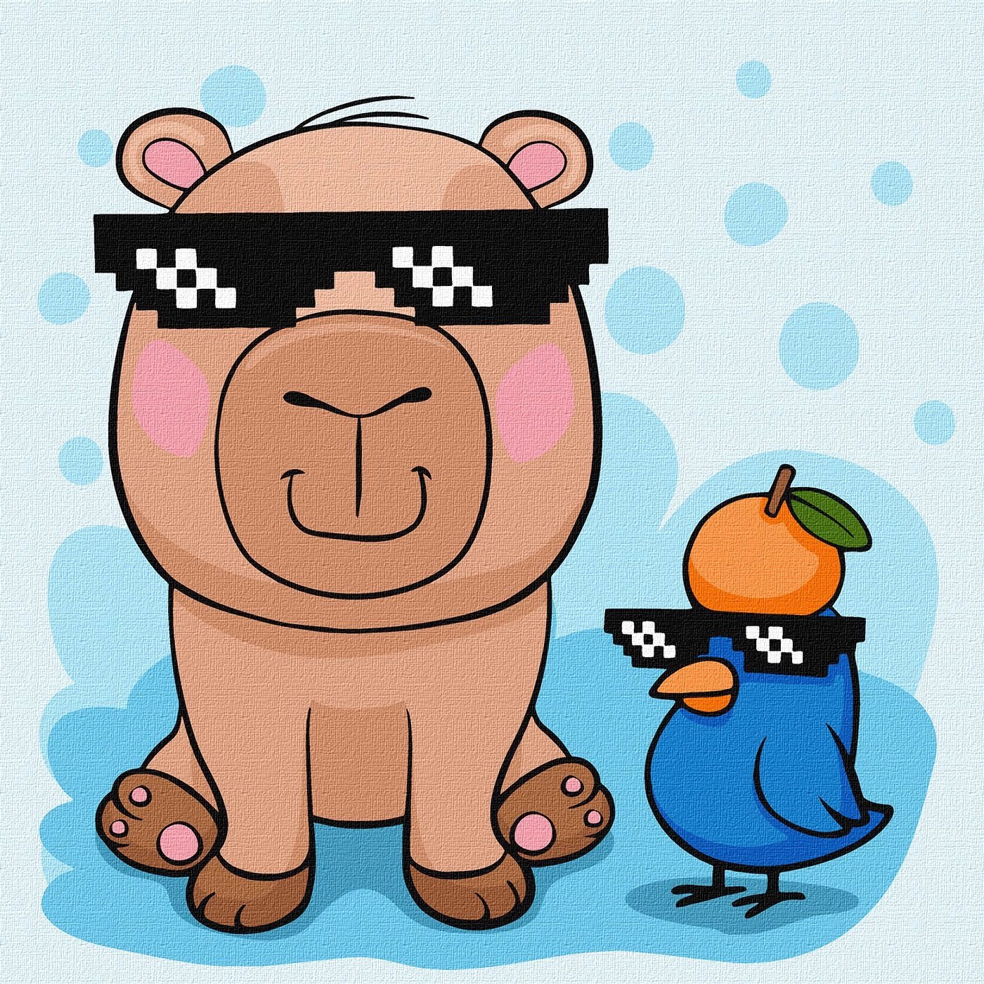 Картини за номерами Ідейка для дітей Капібара і пташка в окулярах 30х30см 1277