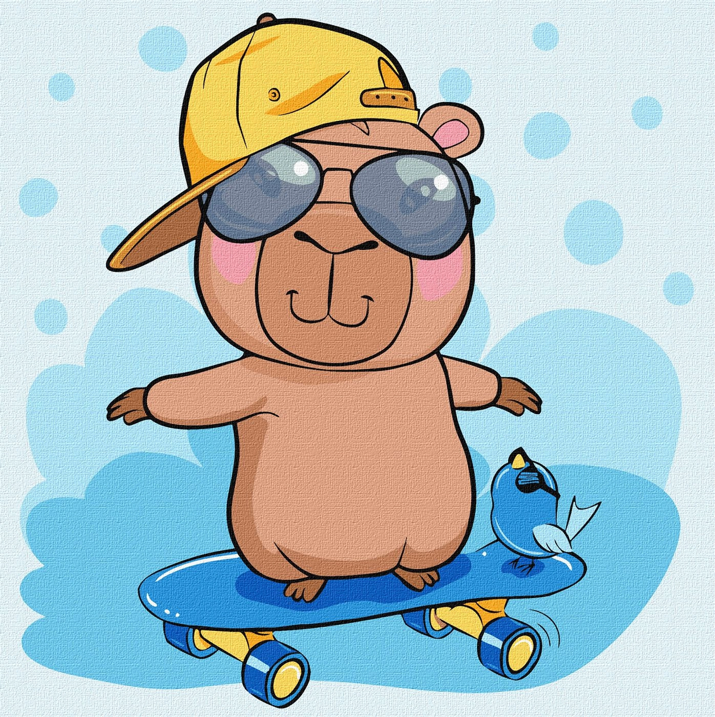 Картини за номерами Ідейка для дітей Капібара на скейті 30х30см 1294