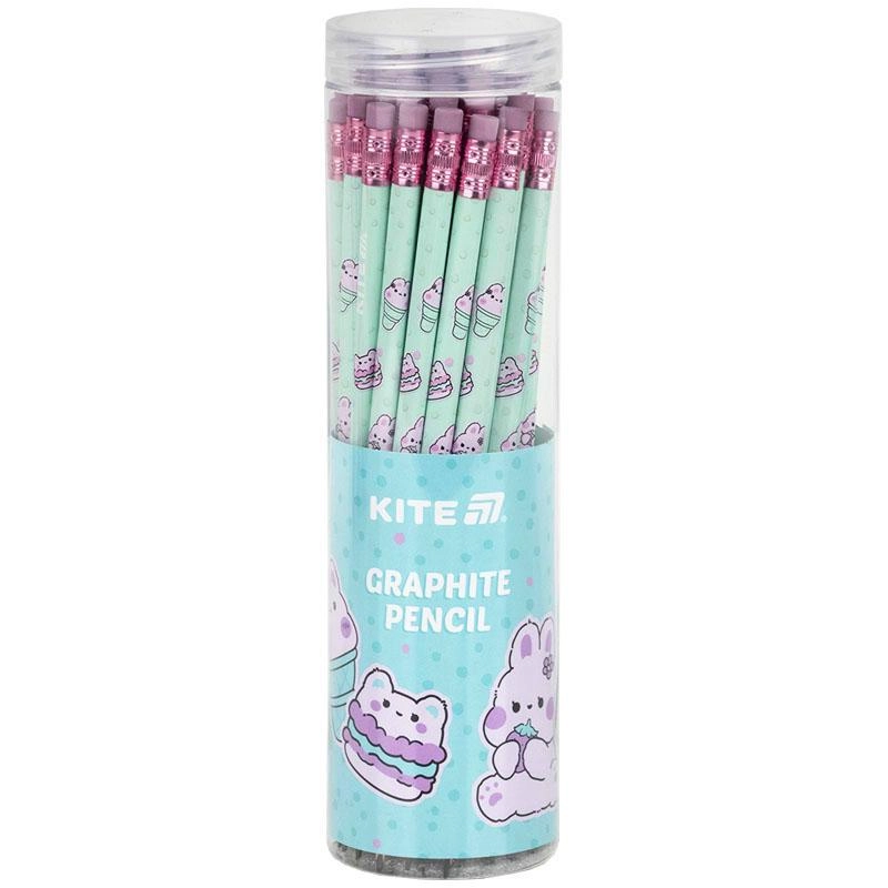 Олівець чорнографітний Kite з гумкою тригранний Feel Good K25-046-2