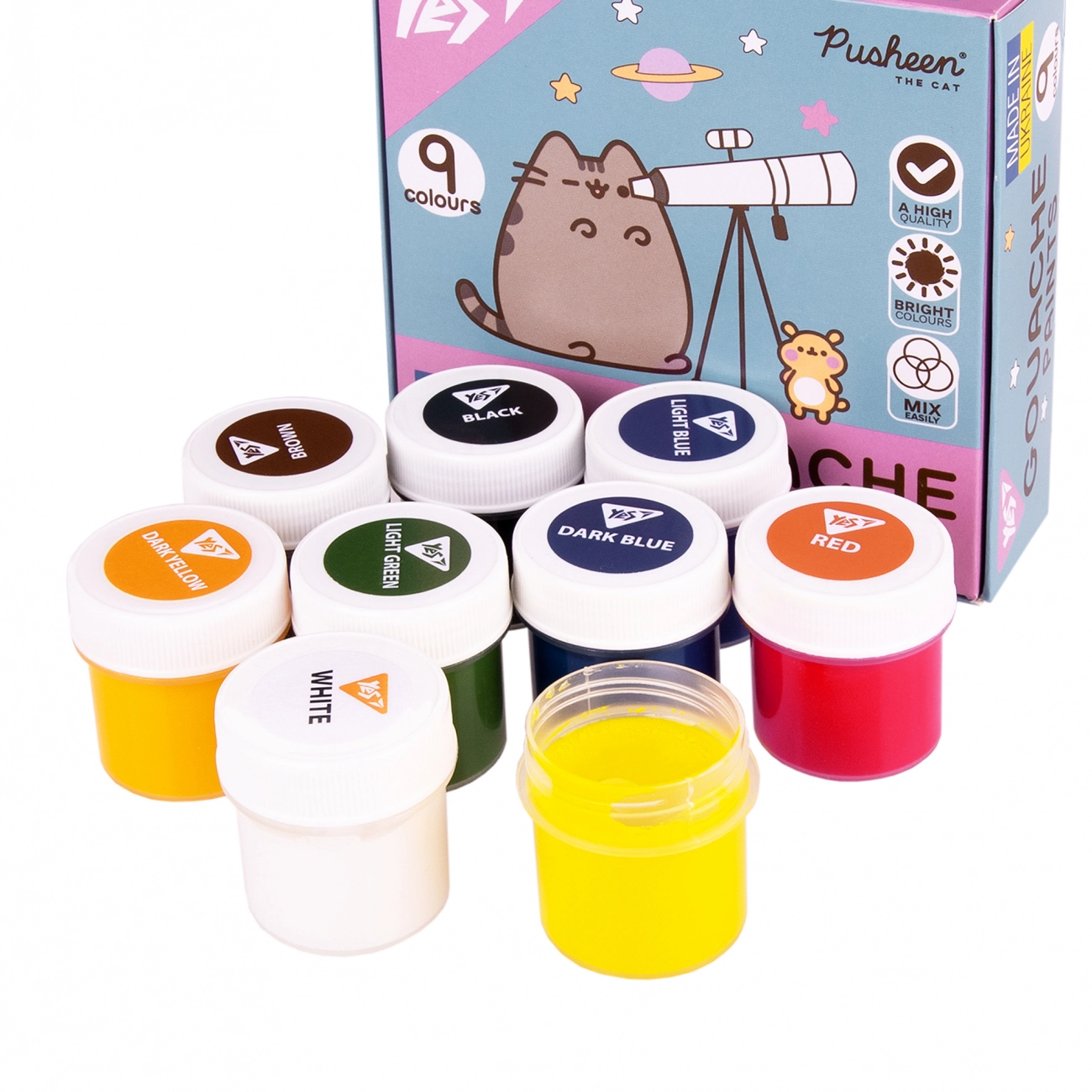 Гуаш Yes Pusheen 9 кольорів 20 мл 230401