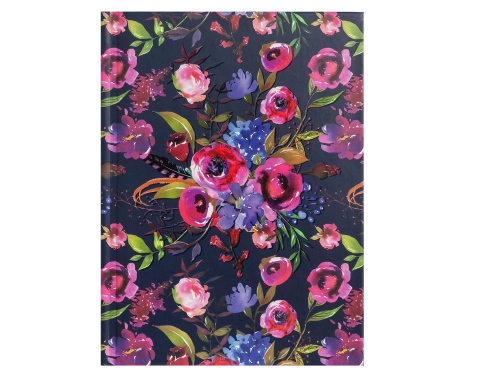 Записна книжка FLORA, А6, 64 арк., клітинка, тверда обкладинка, мат. ламінація+лак, темно-синя