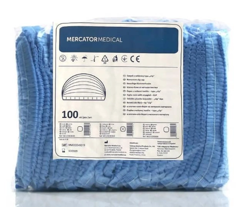 Одноразові шапочки Mercator Medical на одинарнарній гумці 100 шт