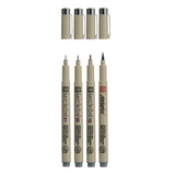 Набір лінерів PIGMA MICRON 4шт, лінер-пензель Pigma Brush, Сірий, Sakura