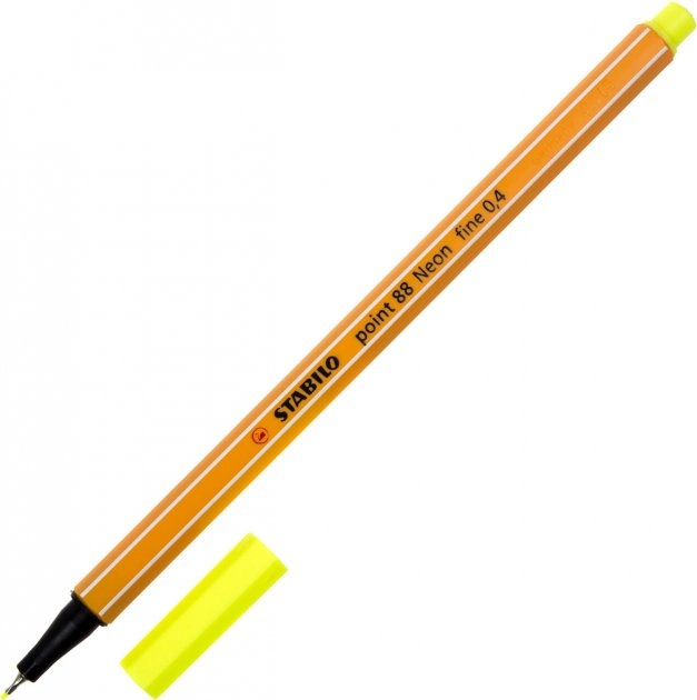 Файнлайнер Stabilo 88 yellow neon  жовтий неон 024