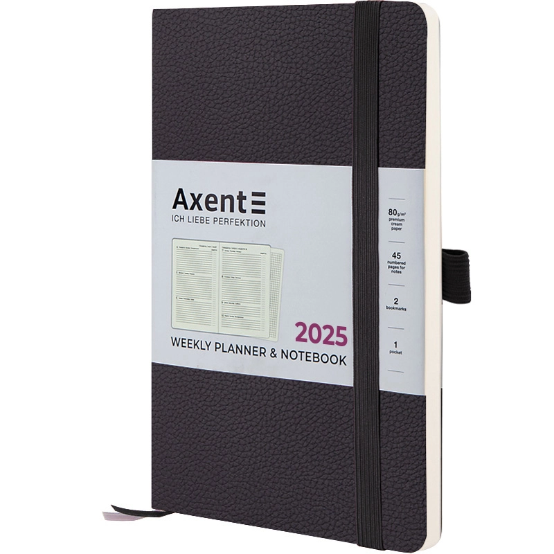 Щотижневик датований 2025 Axent Partner Soft Skin чорний 8509-25-01-A