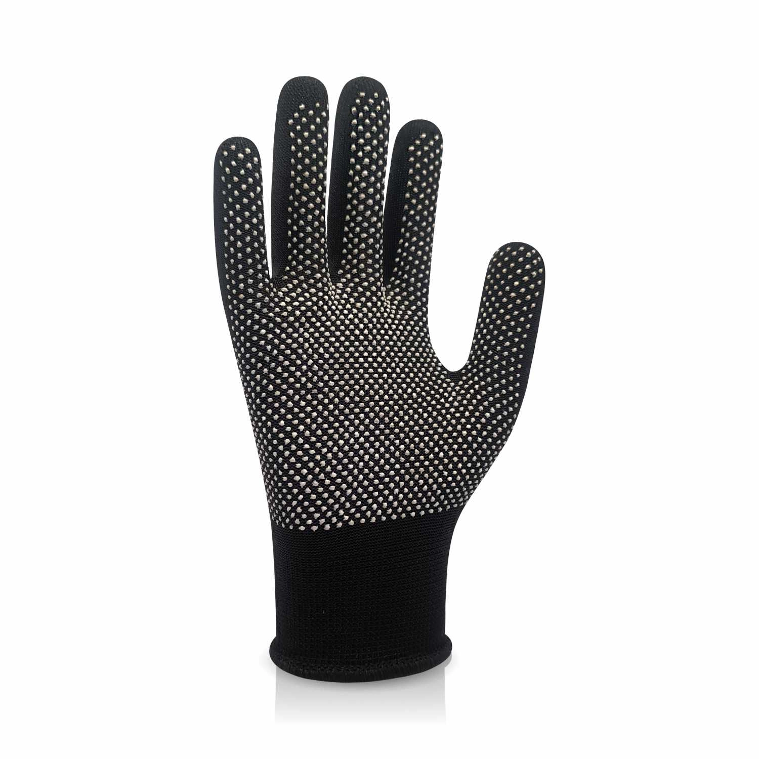 Рукавички трикотажні стрейч-поліестер з ПВХ крапкою чорні 2-нитка 13 клас р10 TRIDENT 9211