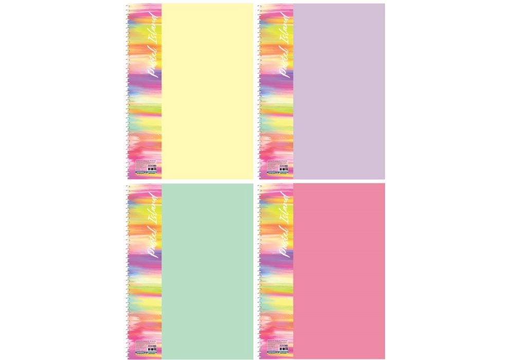 Блокнот на спіралі А4 Econommix 80 аркушів клітинка асорті пастель E20317