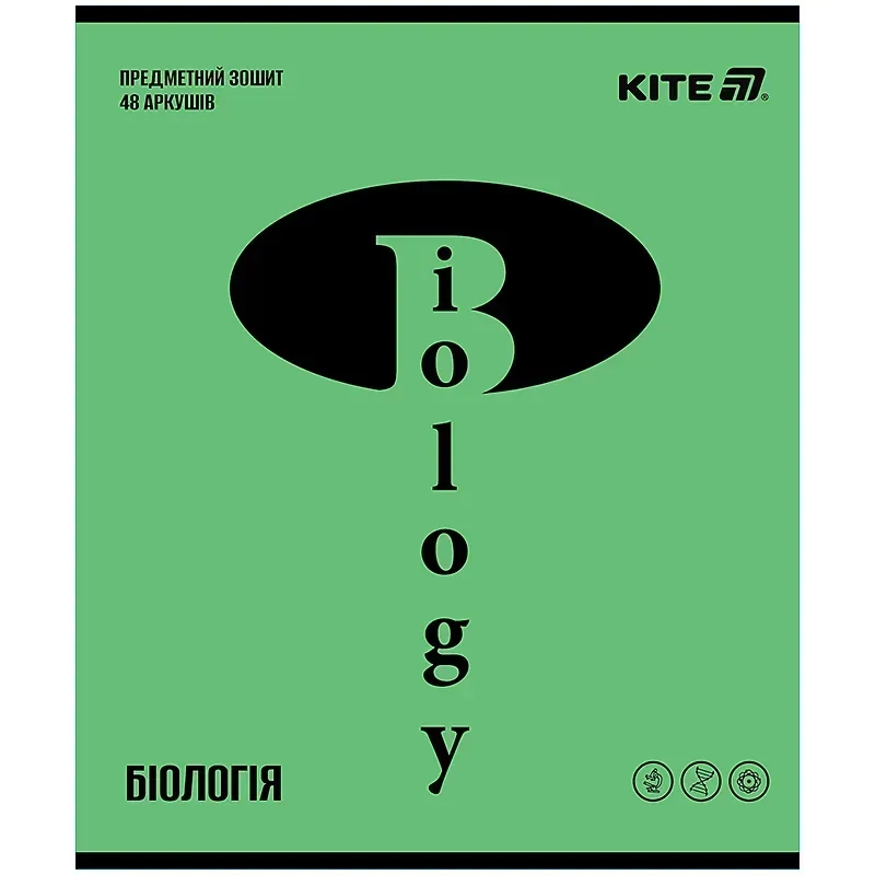 Зошит предметний 48 аркушів клітинка Bright біологія K25-240-17