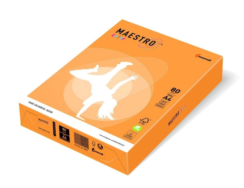 Папір кольоровий A4 80г/м Neon 500арк Orange помаранчевий Maestro Color