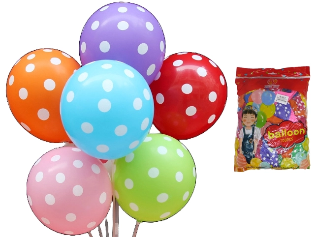 Набір латексних повітряних куль 100шт 30см Горох асорті 302-2