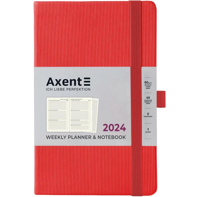Щотижневик Axent 2024 Partner Lines яскраво червоний 8515-24-54-A
