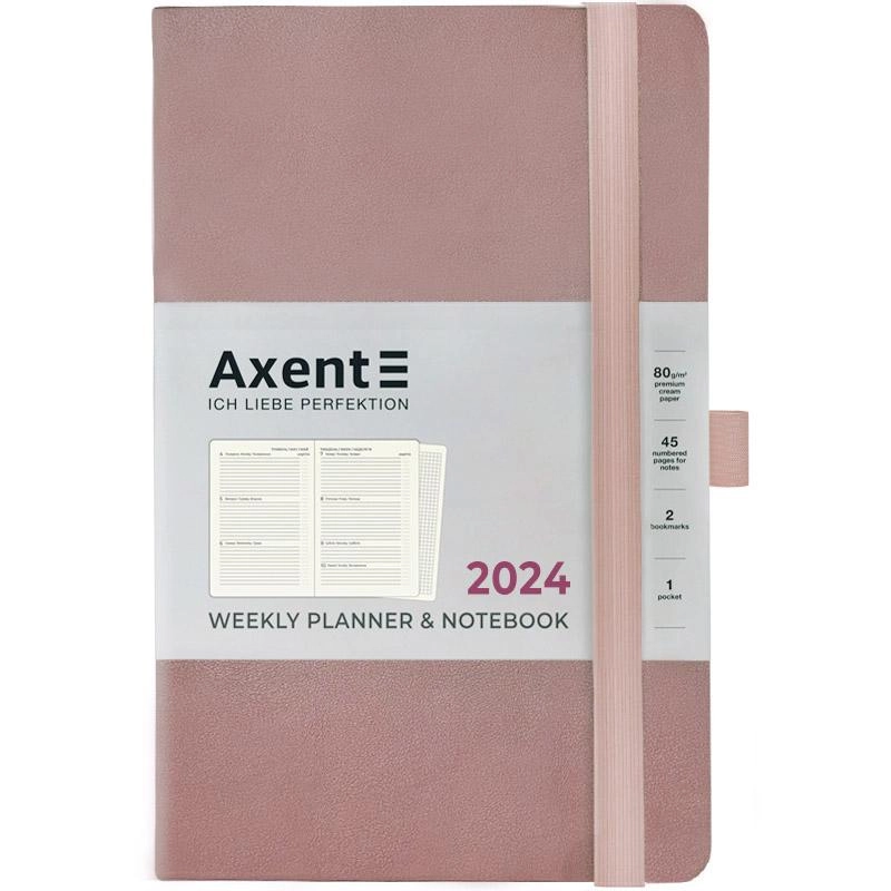 Щотижневик Axent 2024 Partner Soft Earth Colors рожевий 8519-24-03-A