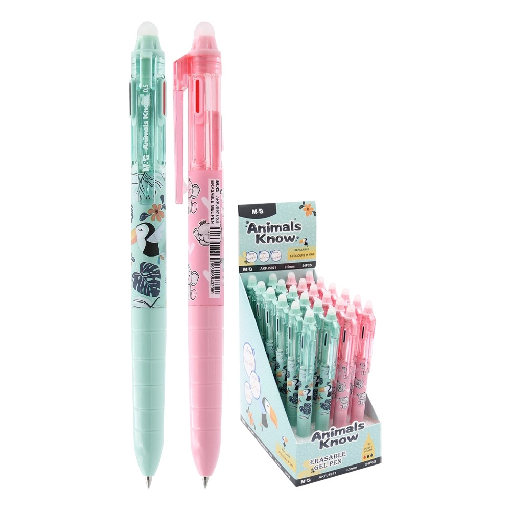 Ручка гелева пиши-стирай M&G Animals 0,5 мм 3 кольори в 1 AKPJ59710305K8C