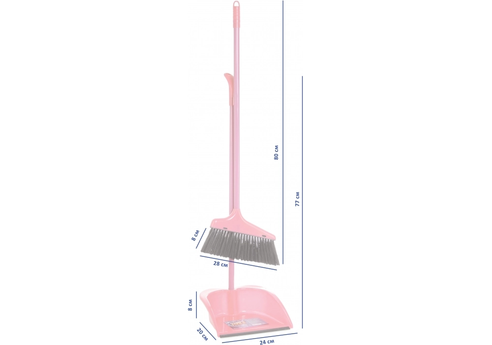 Набір для прибирання ECONOMIX: совок та  щітка з  металевою ручкою (червоний)