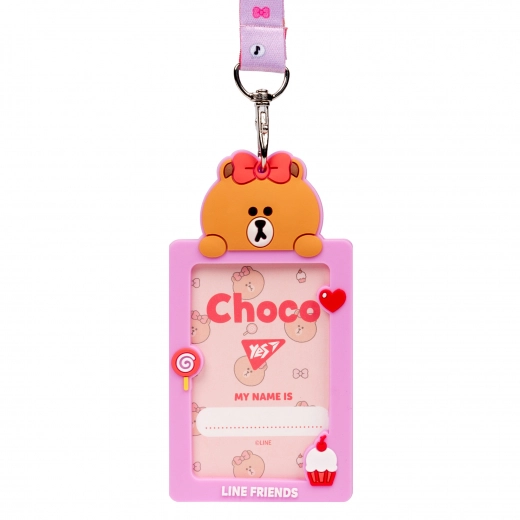 Бейдж силіконовий на стрічці YES Line Friends. Choco 940300