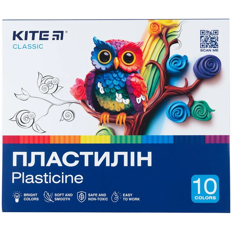 Пластилін 10 кольорів Kite Classic 200 г K-084