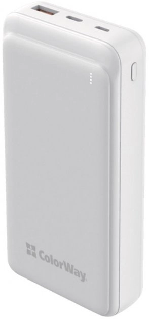 Зовнішній акумулятор ColorWay 20000 mAh Slim 18 White  (CW-PB200LPG3WT-PD)