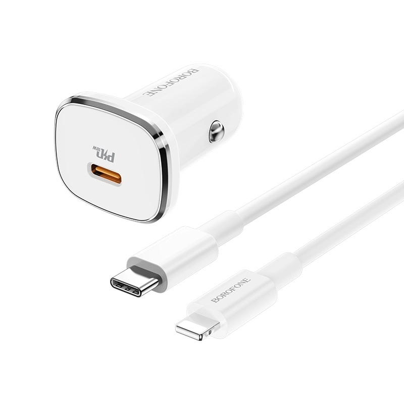 АЗП BOROFONE BZ12B single port QC3.0 (Type-C to Lightning) White