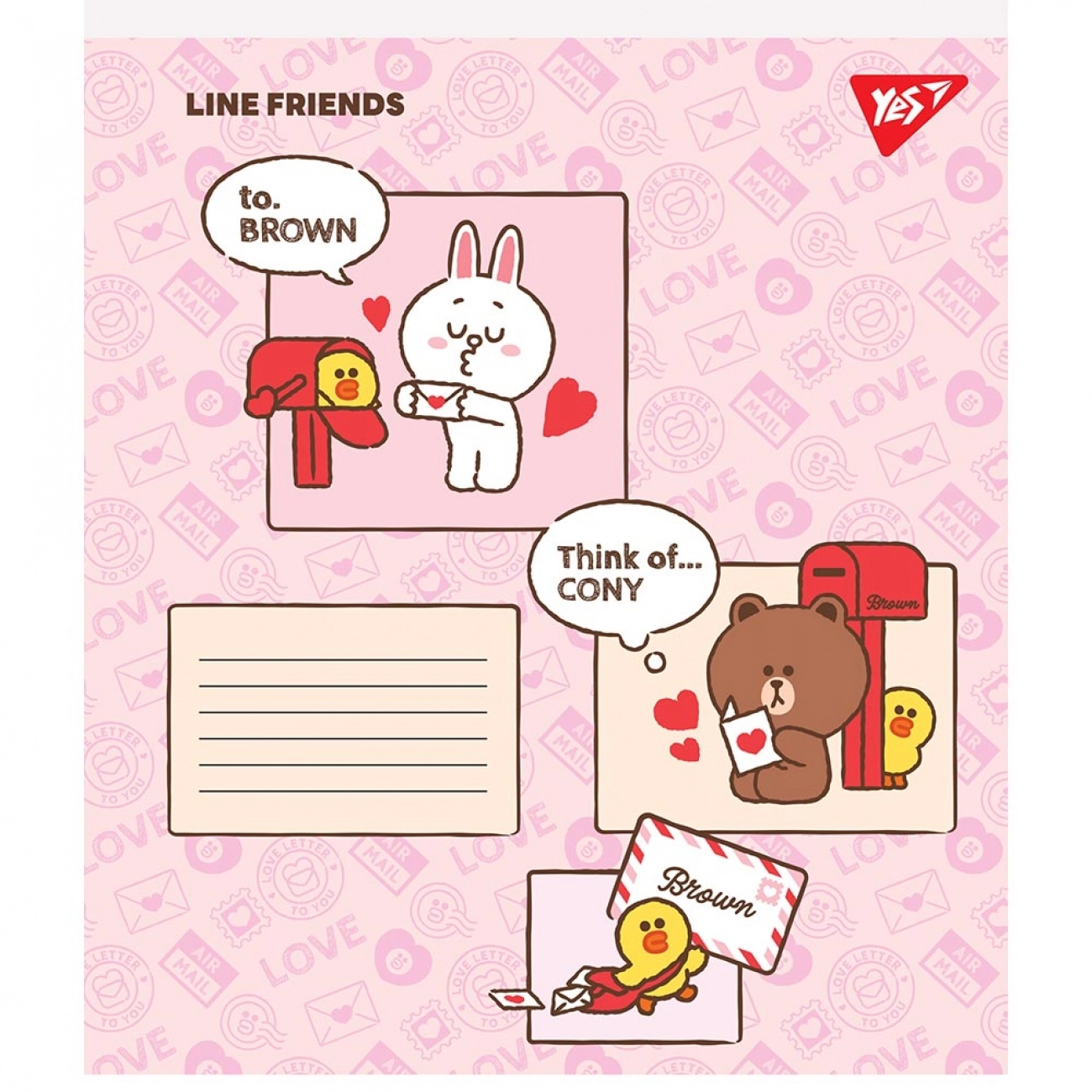 Зошит 12 аркушів клітинка YES Line friends 766526