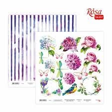 Папір для скрапбукінгу „Floral Poem“ 19, двосторонній, 30х30см, 200г/м2, ROSA TALENT Папір для скрапбукінгу „Floral Poem“ 19, двосторонній, 30х30см, 200г/м2, ROSA TALENT