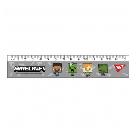 Лінійка YES 15 см Minecraft сіра 370653