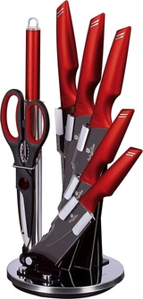 Набір ножів 8 предметів із нержавіючої сталі Metallic Line Burgundy Edition BH-2686