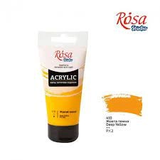Фарба акрилова жовта темна ROSA Studio 75 мл — фото 2