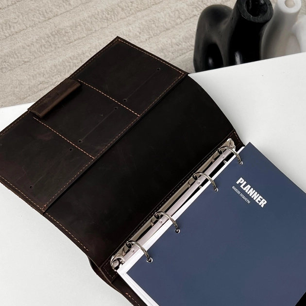 Блокнот натуральна шкіра Лондон шоколад A5 — фото 3