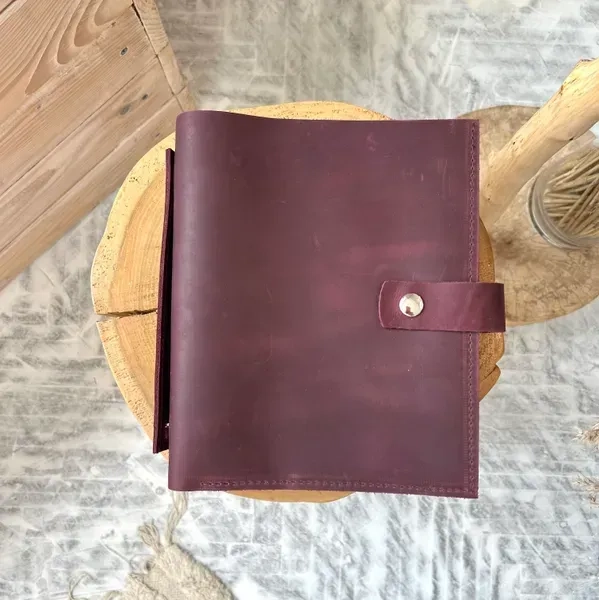 Блокнот натуральна шкіра Professional journals Лондон бордо — фото 3